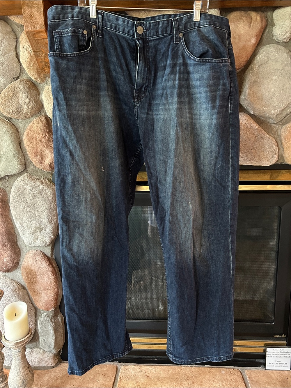 Calvin Klein Jeans Men's Dark Blue Straight Leg Jeans, 40W x 30L